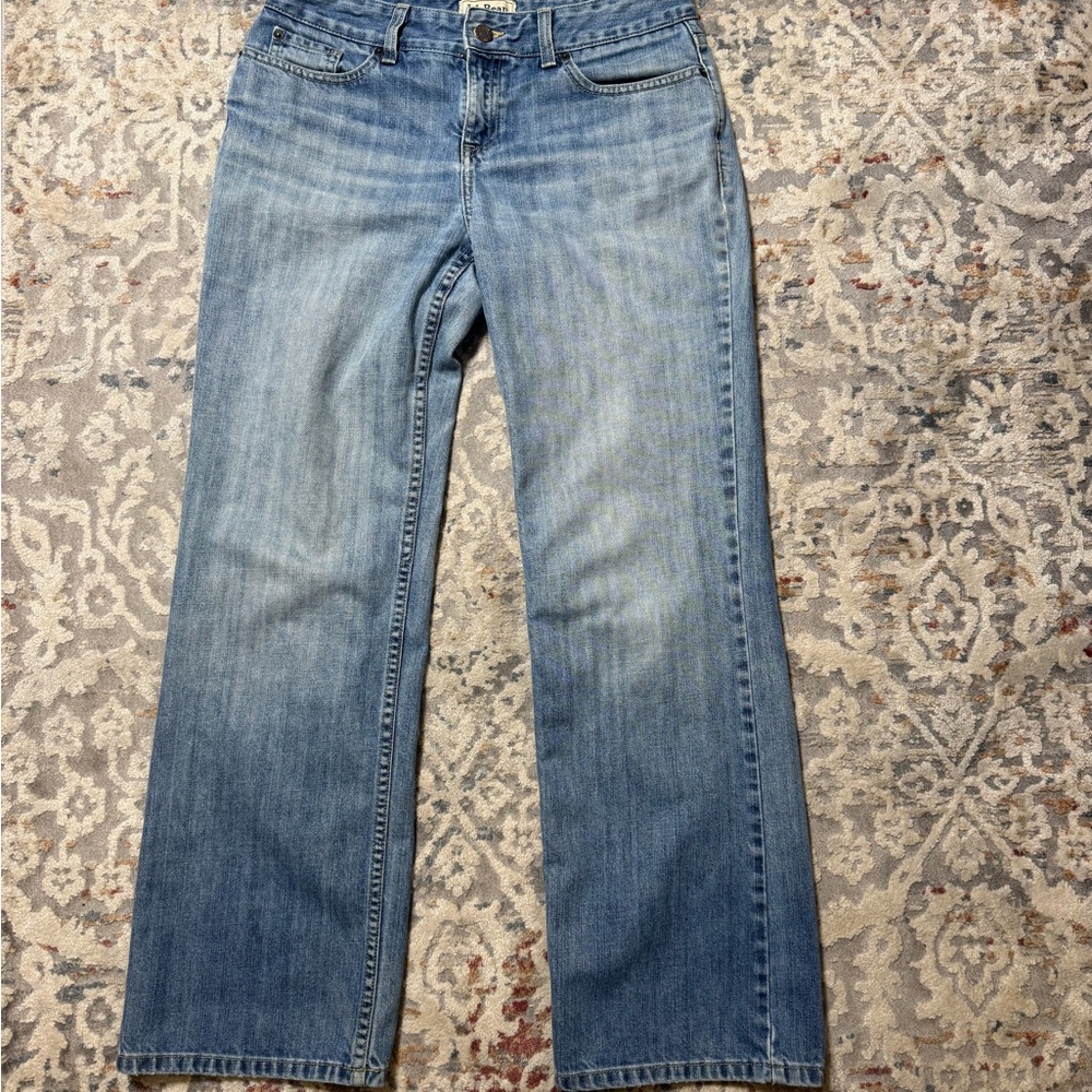 L.L. Bean Women's Straight-Leg Jeans in Light Blue Denim Low Rise